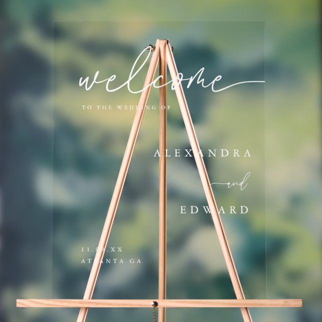 Minimalistic Classic Script Wedding Welcome Acrylic Sign (Neutral)