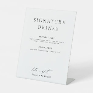 Minimalistic Classy Signature Drinks Wedding Pedestal Sign