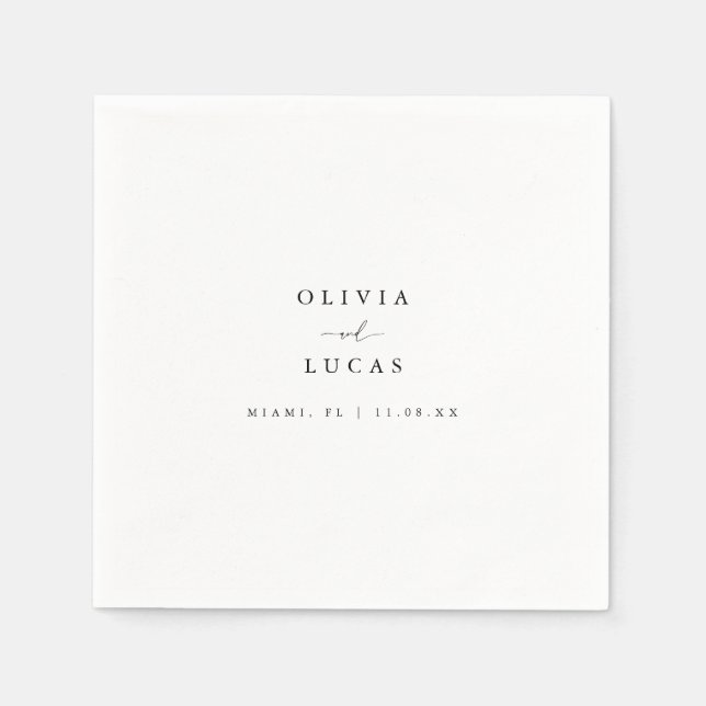 Minimalistic & Classy White Wedding  Napkins (Front)