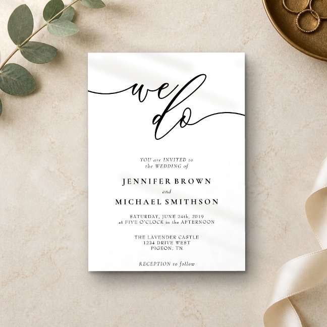 Minimalistic Clean Simple Wedding We Do Invitation