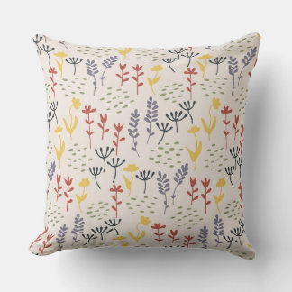 Minimalistic colorful scattered wildflowers throw pillow