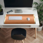Minimalistic copper brown and gold monogram desk mat<br><div class="desc">Copper-brown simple metallic texture accented with light gold stripes,  modern minimalistic design. Customizable monogram.</div>