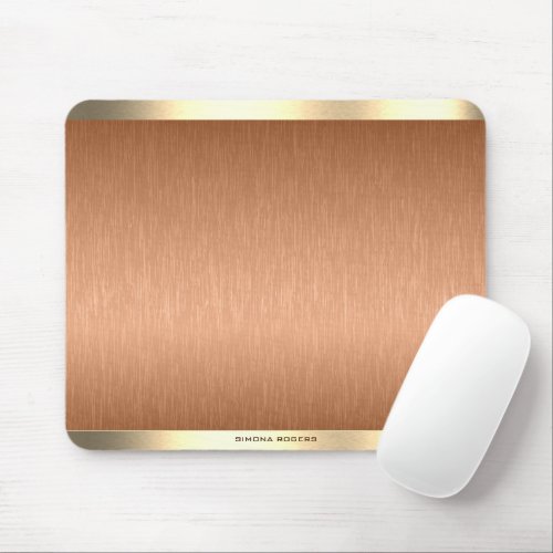 Minimalistic copper brown  gold metallic texture mouse pad