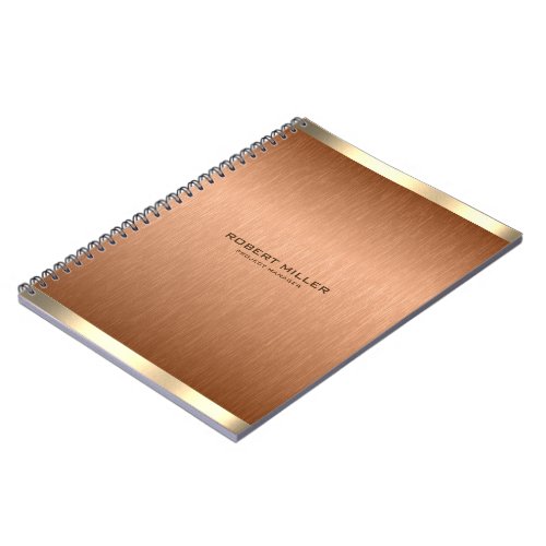 Minimalistic copper brown texture gold accents notebook