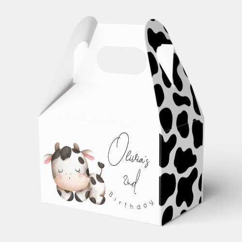 Minimalistic cow gender neutral birthday  favor boxes