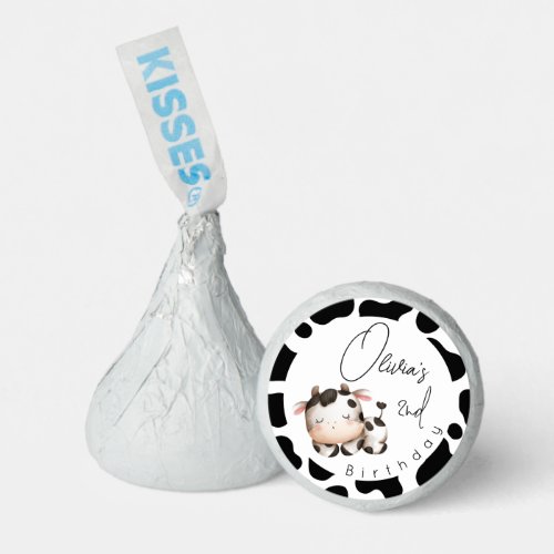 Minimalistic cow gender neutral birthday  hersheys kisses