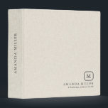 Minimalistic Cream Linen Texture Gray Typography 3 Ring Binder<br><div class="desc">Light cream linen texture printed image with simple,  minimalistic dark gray customizable typography.</div>