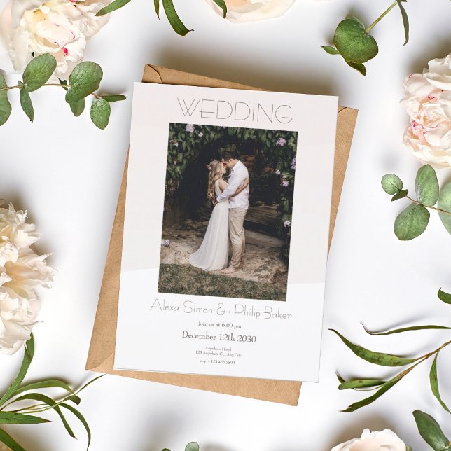 Minimalistic Cream Photo Wedding Invitation (1)