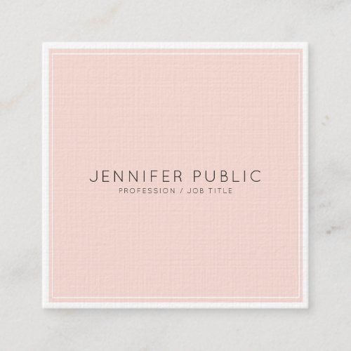Minimalistic Creative Monogram Trendy Pink Luxury Square Business Card