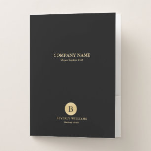 Minimalistic Custom Gold Text On Black  Pocket Folder