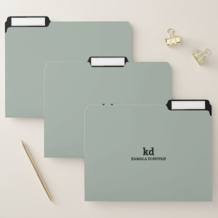 Minimalistic custom sage-green and black monogram file folder