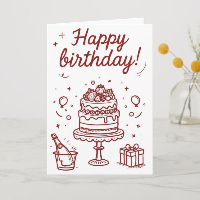 Minimalistic Cute Birthday Card (Front)