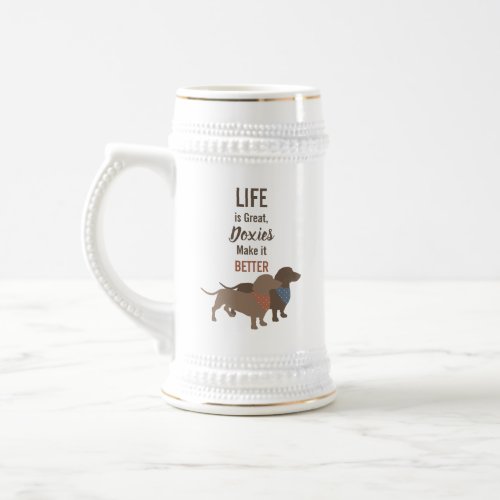 Minimalistic Dachshund Silhouettes custom quote Beer Stein