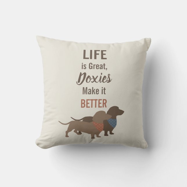 Minimalistic Dachshund Silhouettes custom quote Throw Pillow (Front)