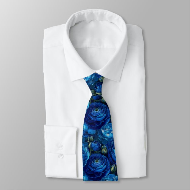 Minimalistic Dad Gifts Ranunculus Flower Neck Tie (Tied)