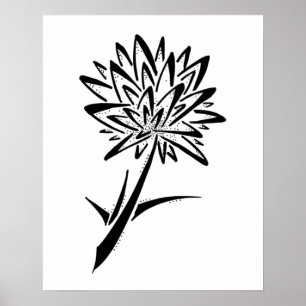 Minimalistic Dandelion Tattoo Poster Print