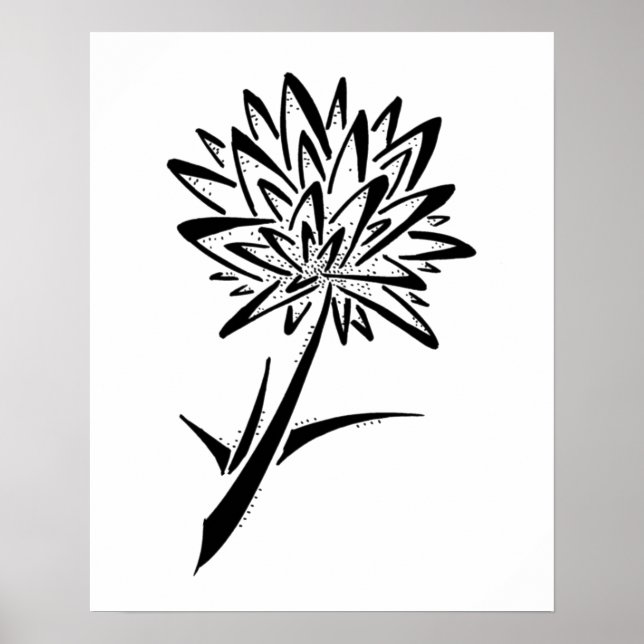 Minimalistic Dandelion Tattoo Poster Print (Front)
