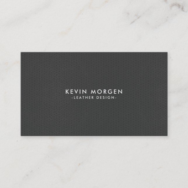 Minimalistic Dark-Gray Faux Leather Business Card (Front)