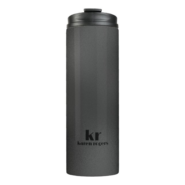 Minimalistic dark-gray Iridescent Texture Thermal Tumbler (Front)