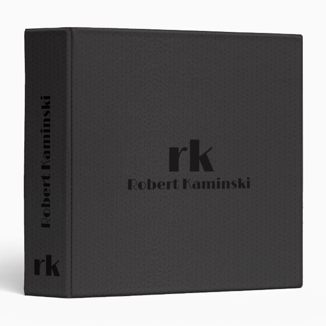 Minimalistic Dark Gray Leather Image 3 Ring Binder (Front/Spine)