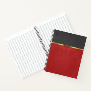 Minimalistic Dark-Red & Black Vintage Faux Leather Notebook