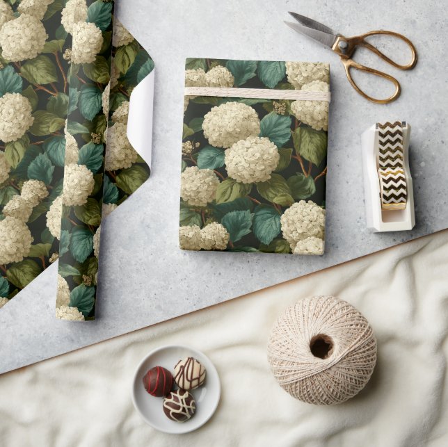 Minimalistic Delicate Hydrangea Print  Wrapping Paper (Crafts)