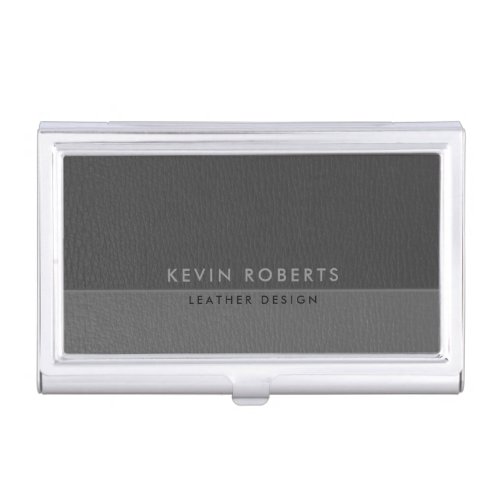 Minimalistic Design Gray Faux Leather Business Card Case