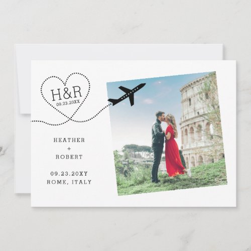 Minimalistic Destination Wedding Photo Save The Date