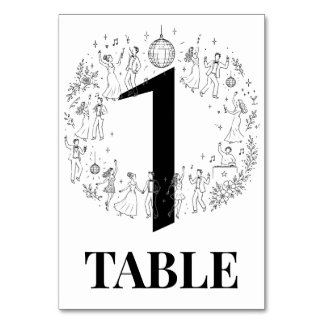 Minimalistic Disco Party Wedding Table Numbers
