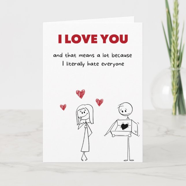 Minimalistic Doodle Art Valentines Day Card (Front)