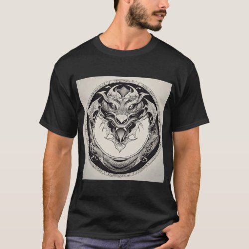 Minimalistic Dragon Design T_shirt T_Shirt