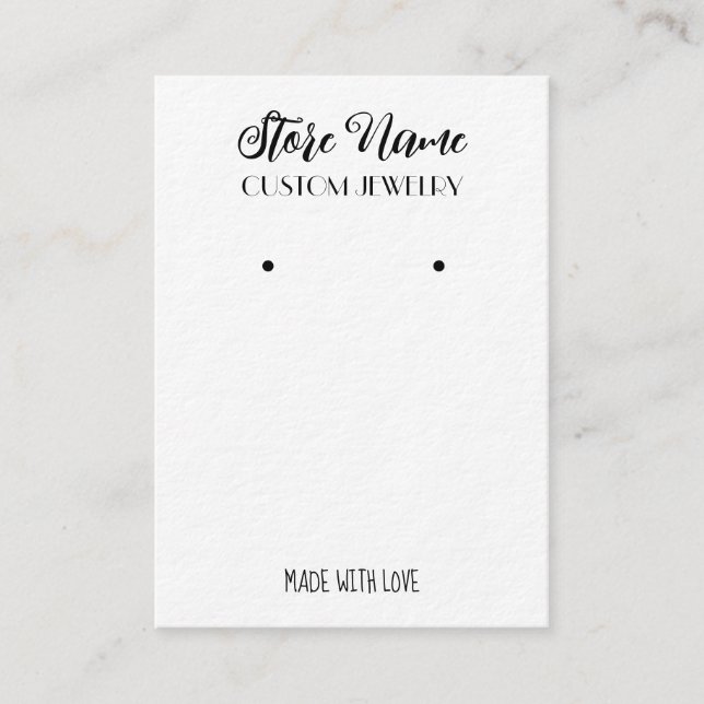 Minimalistic earring display  business card (Front)
