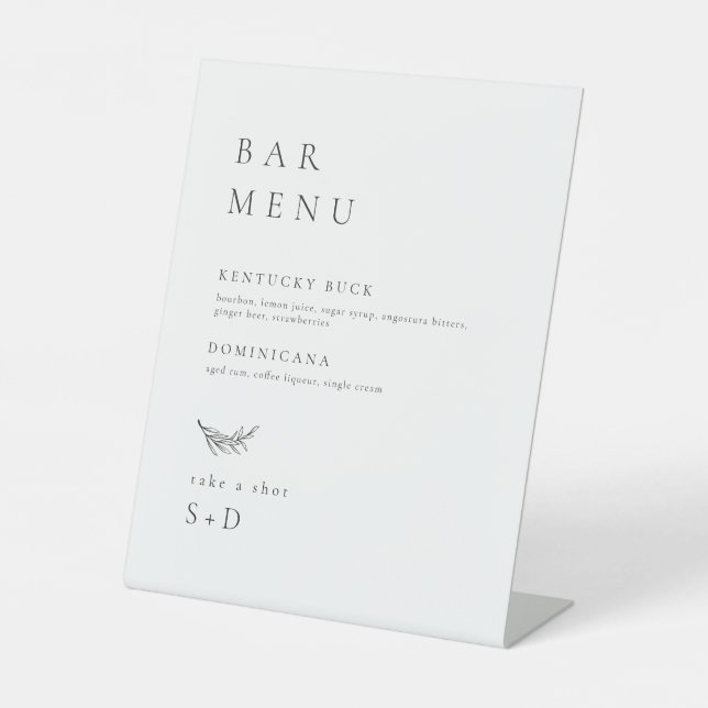 Minimalistic Elegant Bar Menu Wedding Sign (Front)
