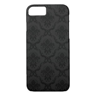 Minimalistic Elegant Black And Gray Floral Damasks iPhone 8/7 Case