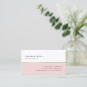 Minimalistic Elegant Blush Pink Gold White Trendy Business Card (Standing Front)