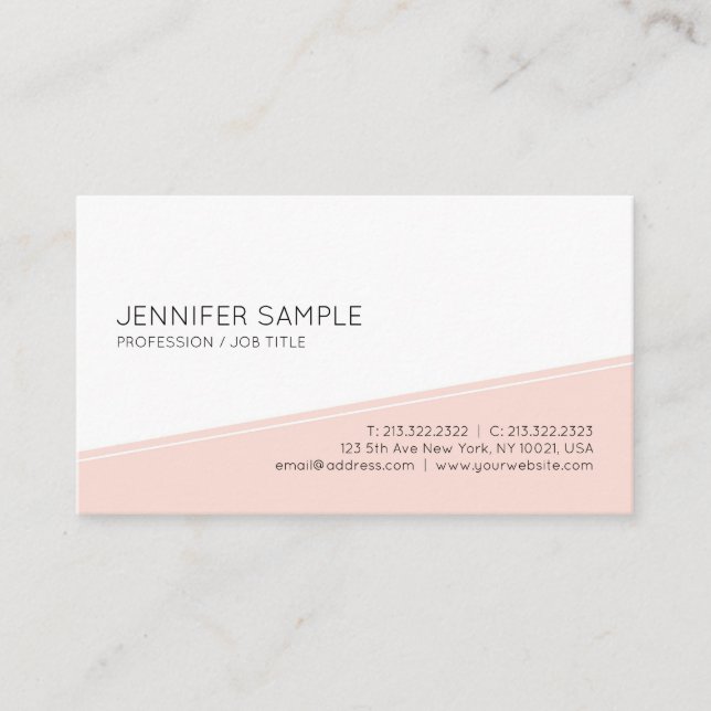 Minimalistic Elegant Blush Pink Professional Plain Business Card (Front)