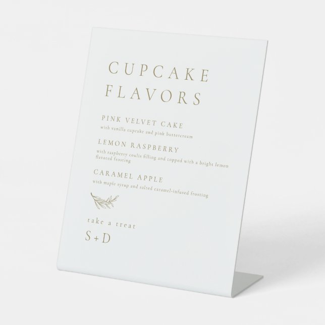 Minimalistic Elegant Cupcake Flavors Wedding Sign (Front)