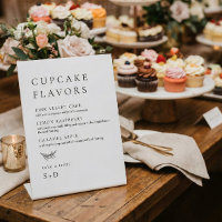 Minimalistic Elegant Cupcake Flavors Wedding Sign