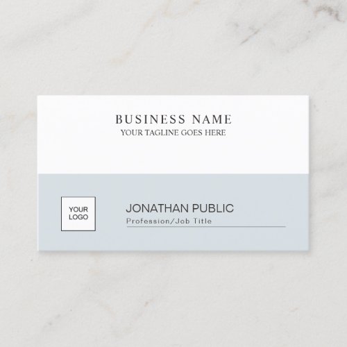 Minimalistic Elegant Design Blue White Plain Business Card