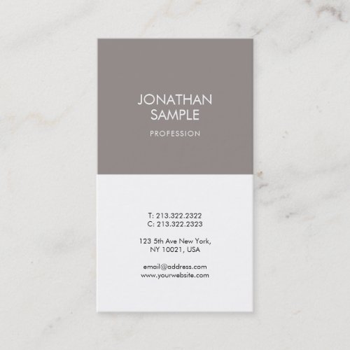 Minimalistic Elegant Design Brown White Trendy Business Card