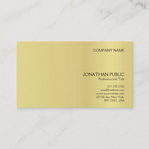 Minimalistic Elegant Gold Effect Plain Modern Business Card