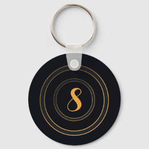 Minimalistic Elegant Golden Lettering Black  Keychain