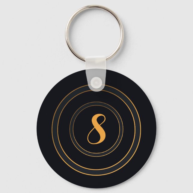 Minimalistic Elegant Golden Lettering Black  Keychain (Front)