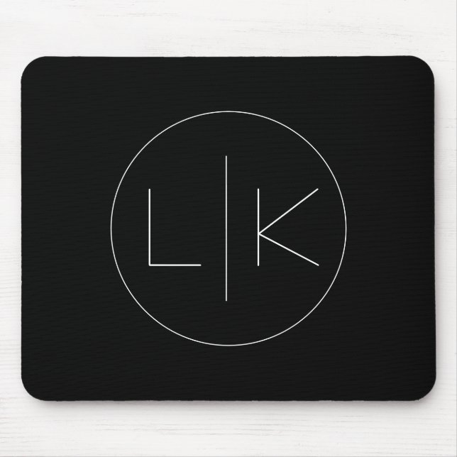 Minimalistic Elegant Initials in White on Black  Mouse Pad (Front)