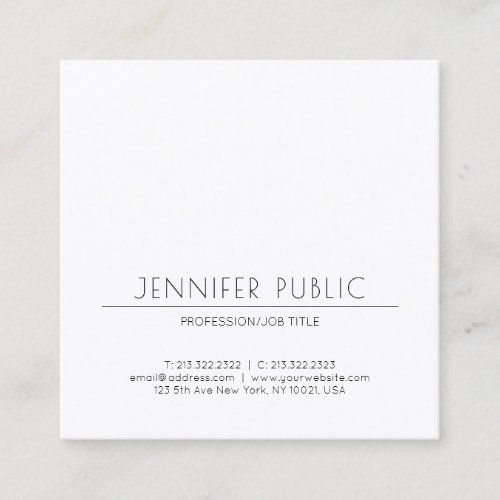 Minimalistic Elegant Modern Plain Trendy Luxury Square Business Card