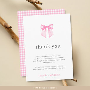 Minimalistic Elegant Pink Bow Baby Shower Card