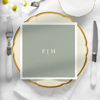 Minimalistic elegant sage green wedding napkins