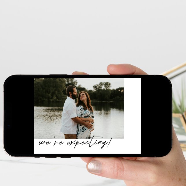 Minimalistic Elegant Script Photo Pregnancy Announcement (Front Digital)