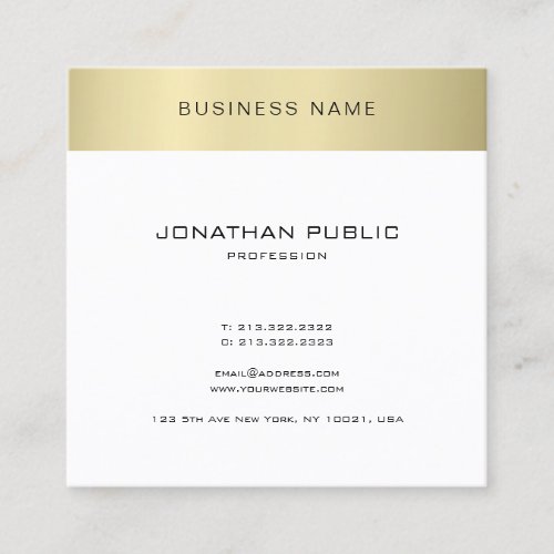 Minimalistic Elegant Sleek Design Gold Look Plain Square Business Card