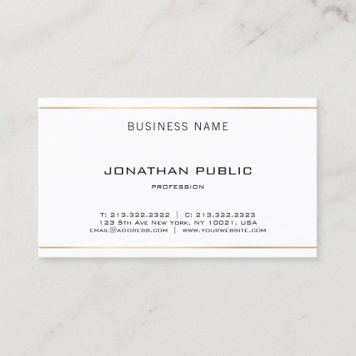 Minimalistic Elegant Trendy Modern Clean Gold Business Card
